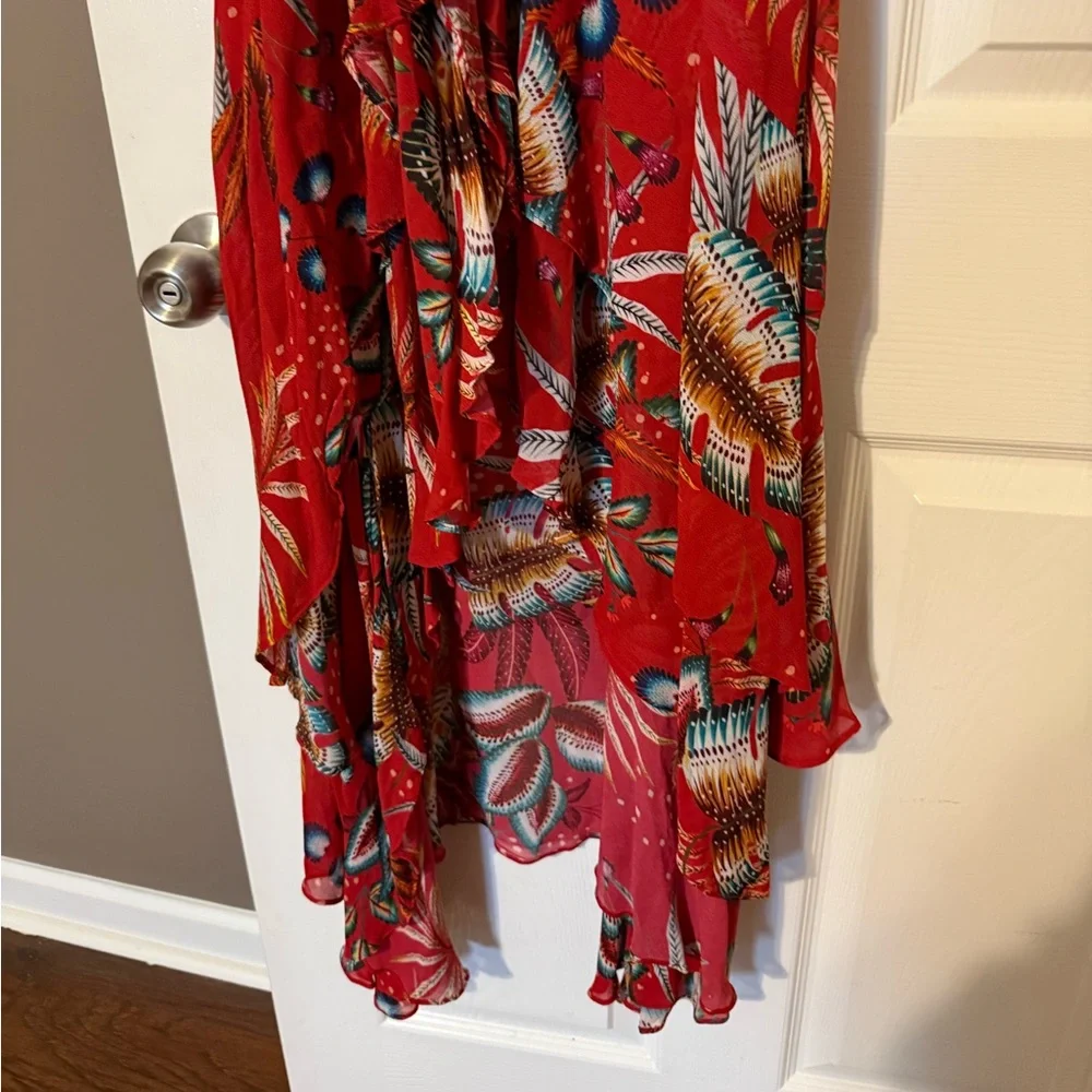 Farm Rio Elegant Red Floral Maxi Dress size small - Picture 4 of 8